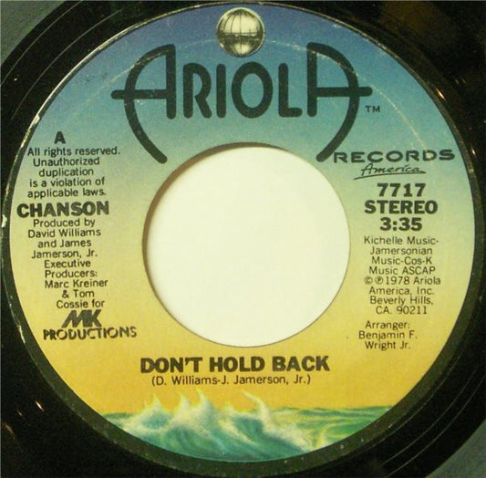 Chanson : Don't Hold Back (7", Single, Styrene, Pit)