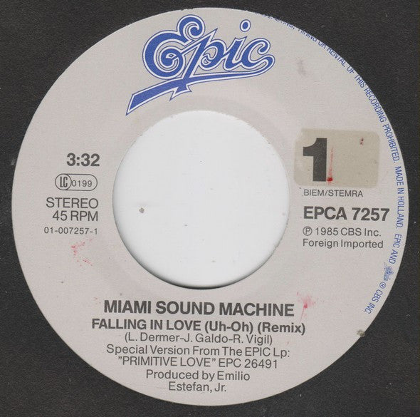 Miami Sound Machine : Falling In Love (Uh-Oh) (Remix) (7", Single)