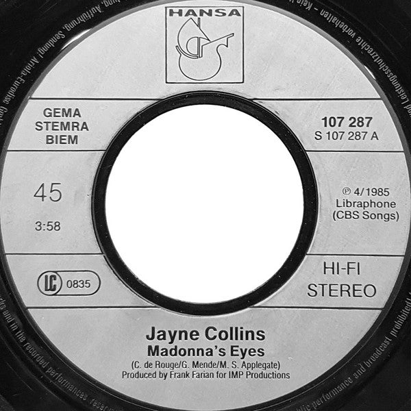 Jayne Collins : Madonna's Eyes (7", Single)
