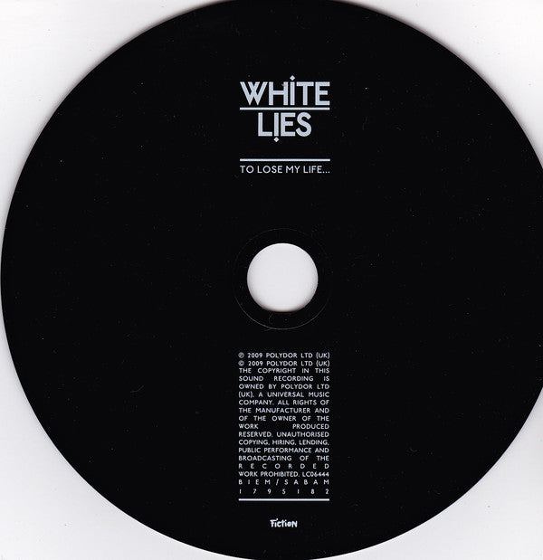 White Lies (2) : To Lose My Life... (CD, Album, Bla)