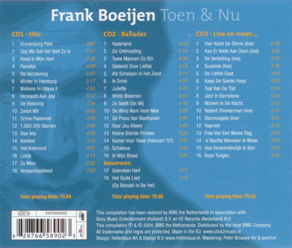 Frank Boeijen : Toen & Nu (De 50 Mooiste Liedjes) (3xCD, Comp, RM)