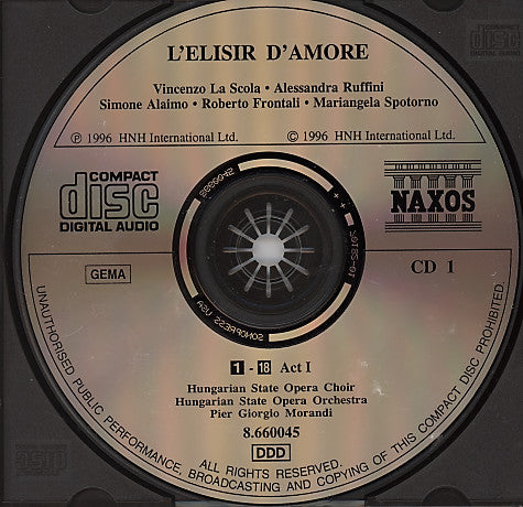 Gaetano Donizetti, Vincenzo La Scola, Alessandra Ruffini, Simone Alaimo, Roberto Frontali, Mariangela Spotorno, Hungarian State Opera Choir, Hungarian State Opera Orchestra, Pier Giorgio Morandi : L'Elisir D'Amore (2xCD, Box)