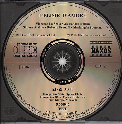 Gaetano Donizetti, Vincenzo La Scola, Alessandra Ruffini, Simone Alaimo, Roberto Frontali, Mariangela Spotorno, Hungarian State Opera Choir, Hungarian State Opera Orchestra, Pier Giorgio Morandi : L'Elisir D'Amore (2xCD, Box)