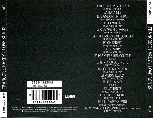 Françoise Hardy : Love Songs (CD, Comp)