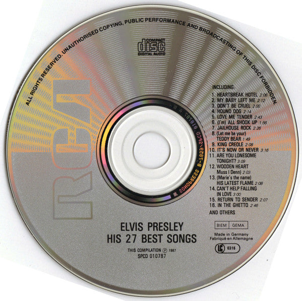 Elvis Presley : His 27 Best Songs (CD, Comp)