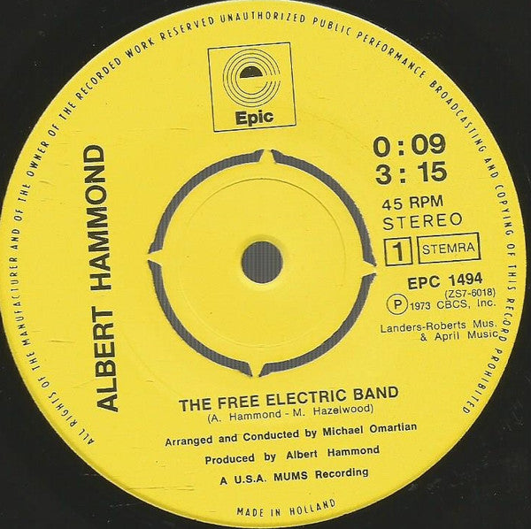 Albert Hammond : The Free Electric Band  (7", Single, 4-P)