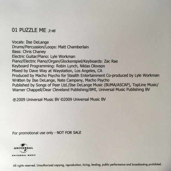 Ilse Delange : Puzzle Me (CDr, Single, Promo)