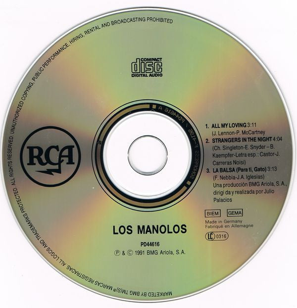 Los Manolos : All My Loving (CD, Maxi)
