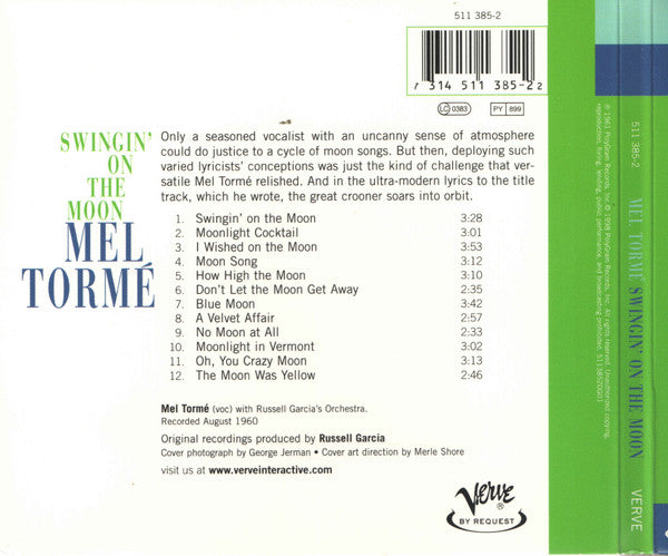 Mel Tormé : Swingin' On The Moon (CD, Album, RE, RM, Dig)