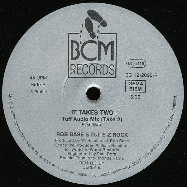 Rob Base & DJ E-Z Rock : It Takes Two (Derek B...Remix) (12", 2nd)