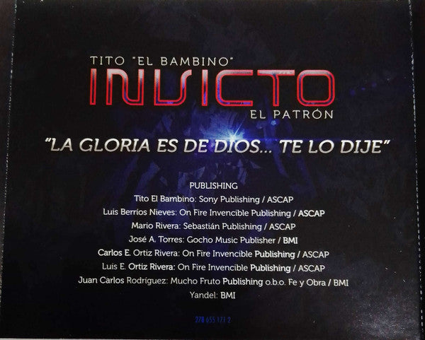 Tito "El Bambino" : Invicto (CD, Album)