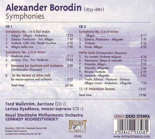 Alexander Borodin - Kungliga Filharmonikerna, Gennadi Rozhdestvensky : Symphonies (2xCD, Comp, RM, Dig)