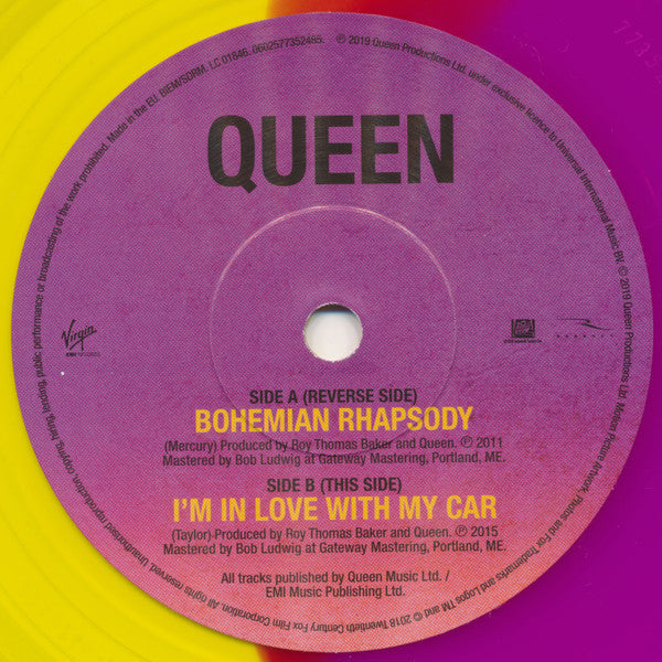 Queen : Bohemian Rhapsody b/w I'm In Love With My Car (7", RSD, Single, Ltd, RE, RM, Pur)