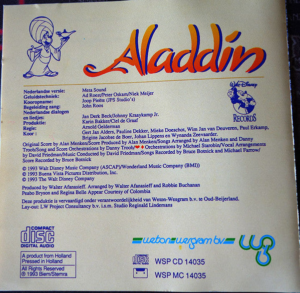 Alan Menken, Howard Ashman, Tim Rice : Aladdin (Originele Nederlandstalige Soundtrack) (CD, Album)