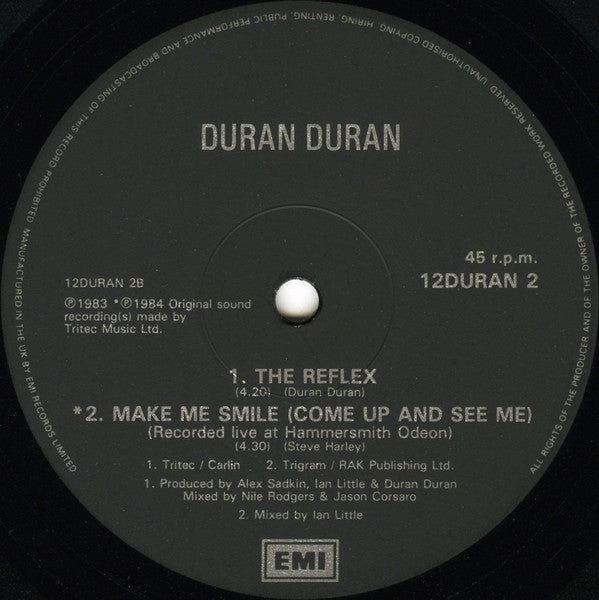 Duran Duran : The Reflex (Dance Mix) (12", Single)