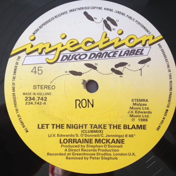 Lorraine McKane : Let The Night Take The Blame (Remix) (12", Maxi)