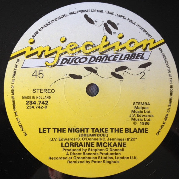 Lorraine McKane : Let The Night Take The Blame (Remix) (12", Maxi)