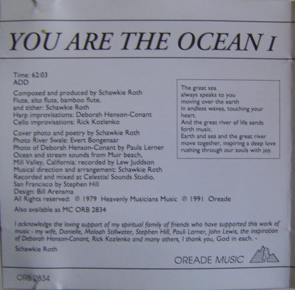 Schawkie Roth, Deborah Henson-Conant : You Are The Ocean I (For Relaxation) (CD, Album, RE)