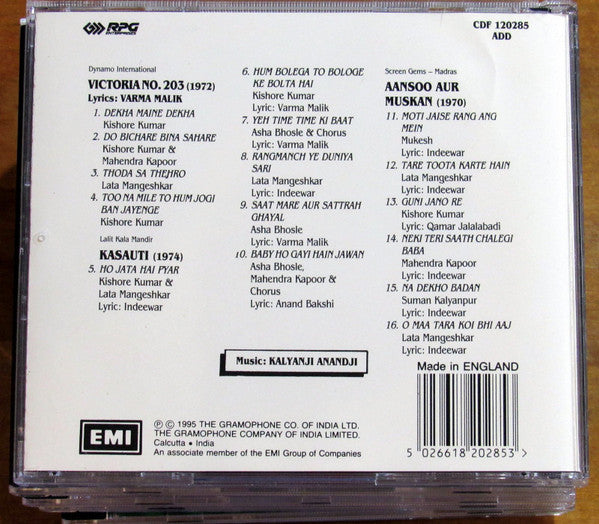 Kalyanji-Anandji : Victoria No.203 / Kasauti / Aansoo Aur Muskan (CD, Comp)