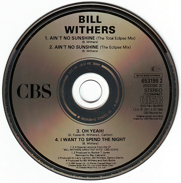 Bill Withers : Ain't No Sunshine (CD, Single)