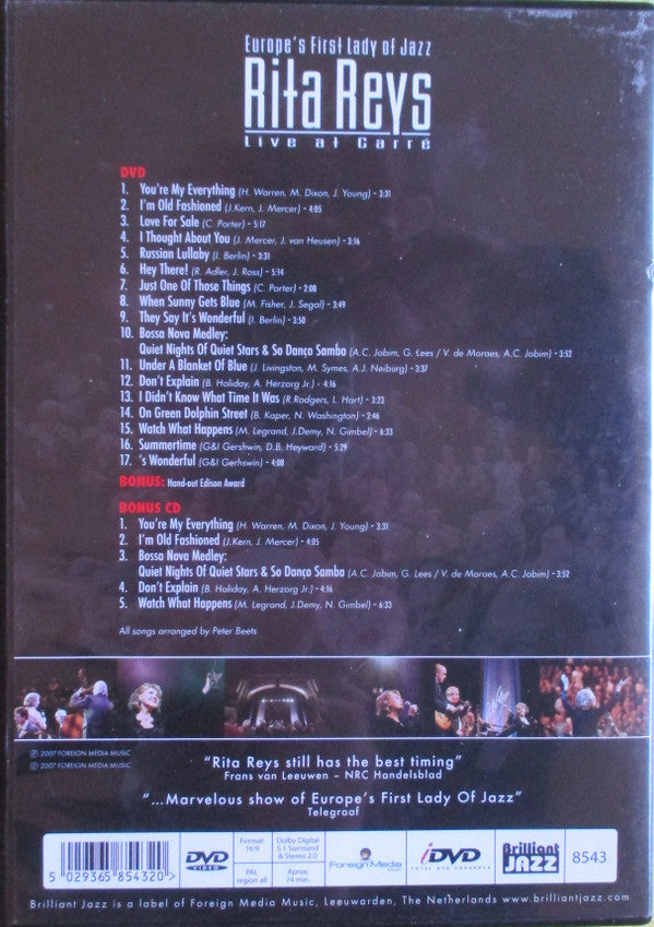 Rita Reys : Live At Carré (DVD-V, Album, PAL + CD, MiniAlbum)