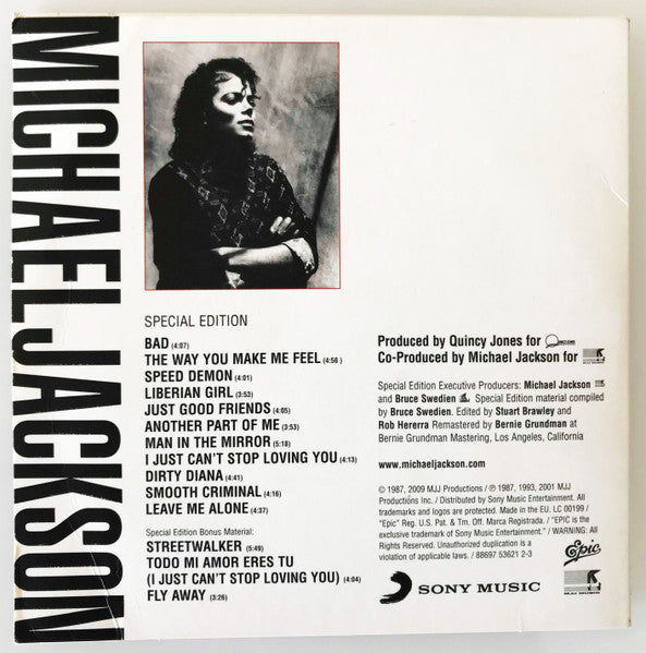 Michael Jackson : Bad (CD, Album, RE, RM, S/Edition)