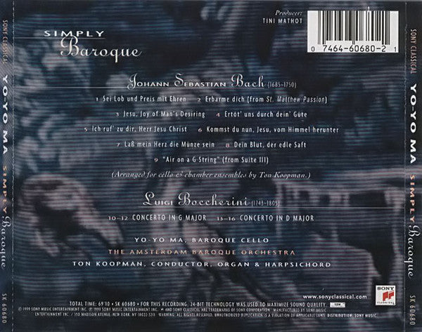 Yo-Yo Ma, Ton Koopman, The Amsterdam Baroque Orchestra : Simply Baroque (CD, Album)