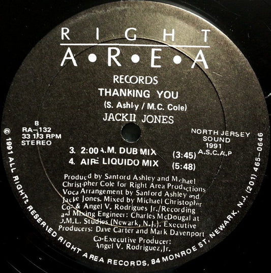 Jackie Jones : Thanking You (12")