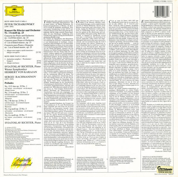 Peter Tschaikowsky* / Sergej Rachmaninow* - Svjatoslav Richter*, Wiener Symphoniker, Herbert von Karajan : Piano Concerto No. 1 / 5 Preludes (LP, Album, RE, RM)