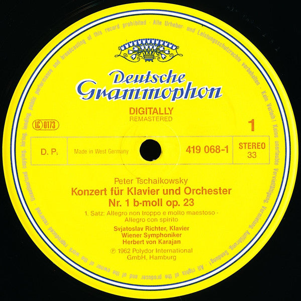 Peter Tschaikowsky* / Sergej Rachmaninow* - Svjatoslav Richter*, Wiener Symphoniker, Herbert von Karajan : Piano Concerto No. 1 / 5 Preludes (LP, Album, RE, RM)