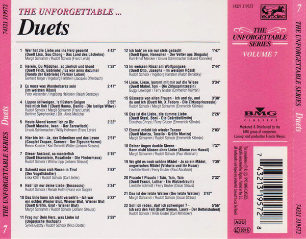 Various : The Unforgettable ... Duets, Volume 7 (CD)