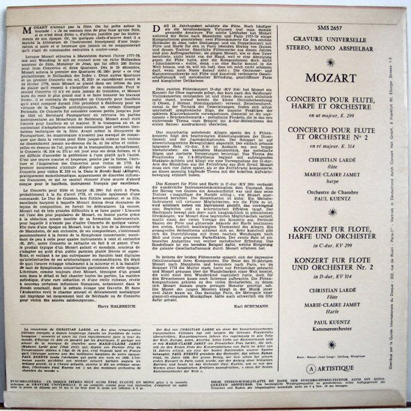 Wolfgang Amadeus Mozart / Orchestre De Chambre Paul Kuentz : Concerto Pour Flute Et Harpe (LP)