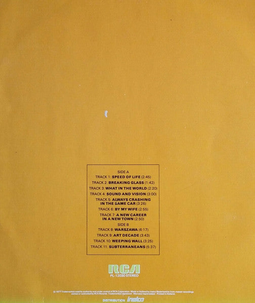 David Bowie : Low (LP, Album, Mis)