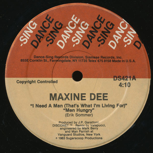 Maxine D : I Need A Man (That's What I'm Living For) Men Hungry (12")