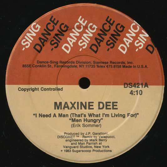Maxine D : I Need A Man (That's What I'm Living For) Men Hungry (12")