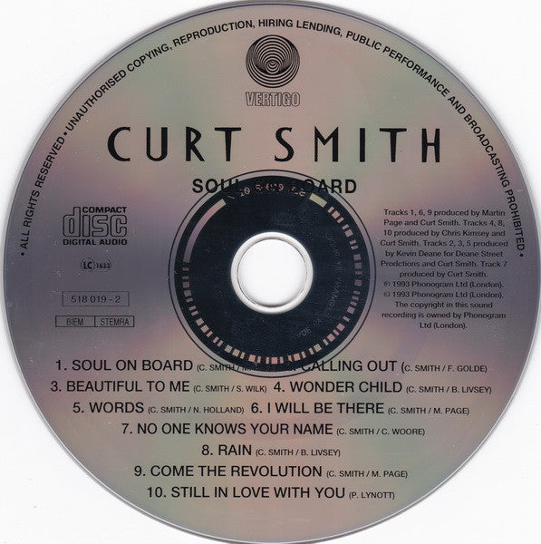 Curt Smith : Soul On Board (CD, Album)