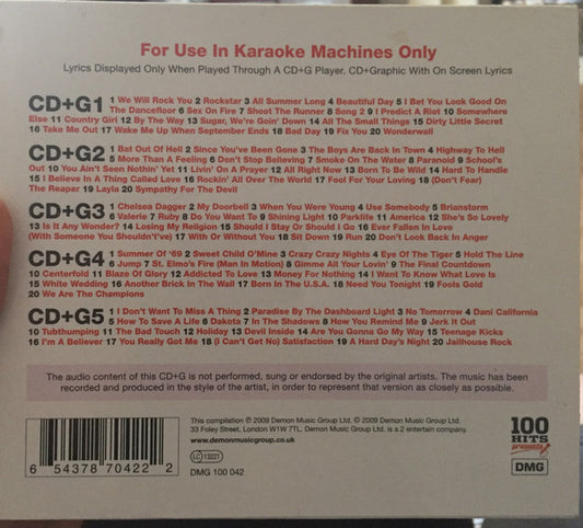 Unknown Artist : 100 Hits Presents Rock Karaoke (5xCD+G, Album)