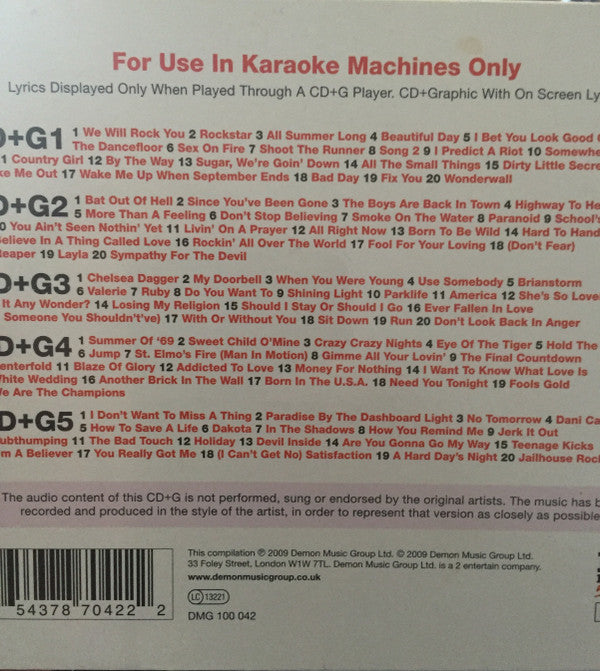 Unknown Artist : 100 Hits Presents Rock Karaoke (5xCD+G, Album)