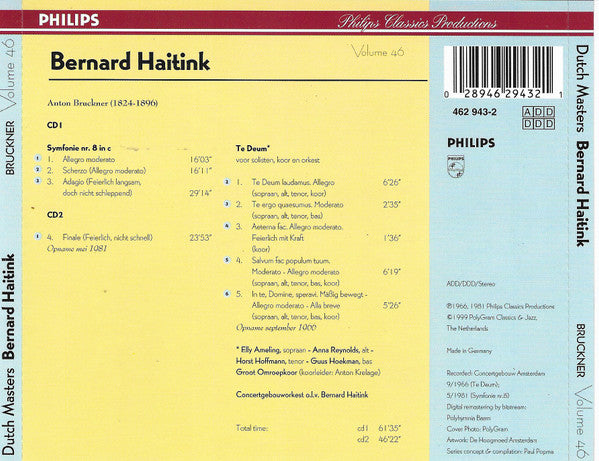 Bernard Haitink, Concertgebouworkest, Anton Bruckner : Symfonie Nr. 8 (2xCD, Comp)
