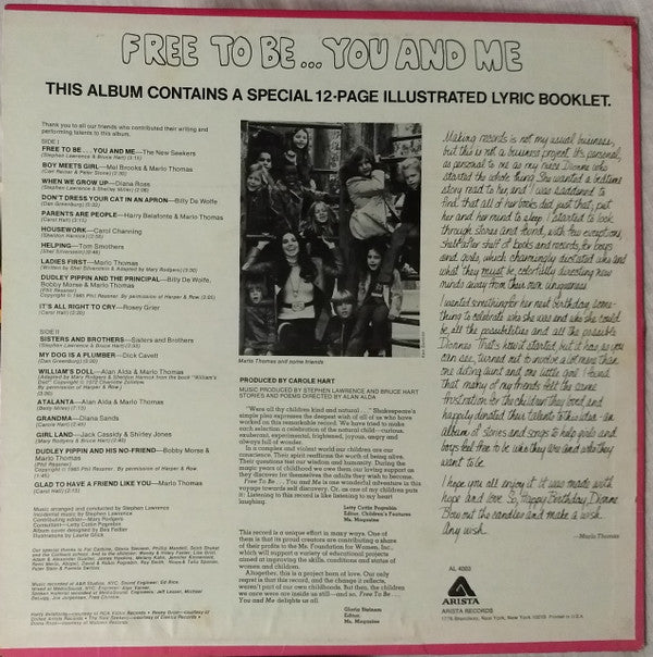 Marlo Thomas And Friends : Free To Be...You And Me (LP, Album, RE)