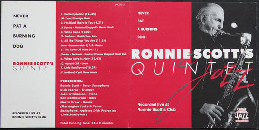 Ronnie Scott's Quintet : Never Pat A Burning Dog (CD, Album, RE)