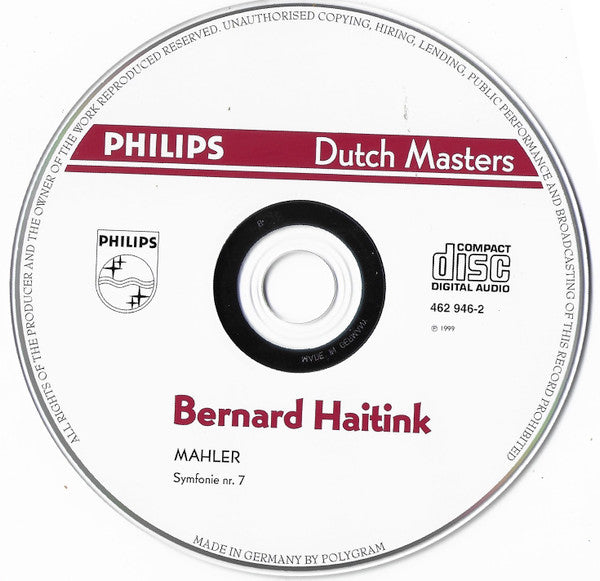 Bernard Haitink, Concertgebouworkest, Gustav Mahler : Symfonie Nr. 7 (CD, Album, RE)