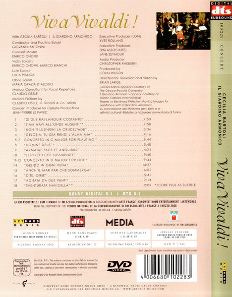 Cecilia Bartoli, Il Giardino Armonico : Viva Vivaldi! (Arias And Concertos) (DVD-V, Multichannel, PAL)
