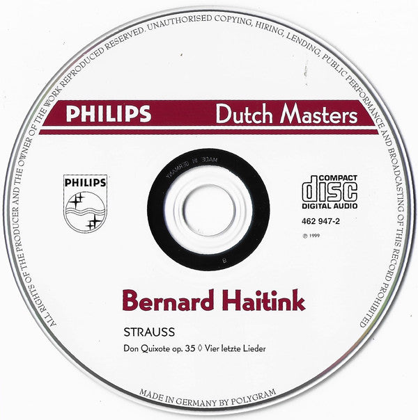 Bernard Haitink, Concertgebouworkest, Richard Strauss : Don Quixote Op. 35 / Vier Letzte Lieder (CD, Comp)