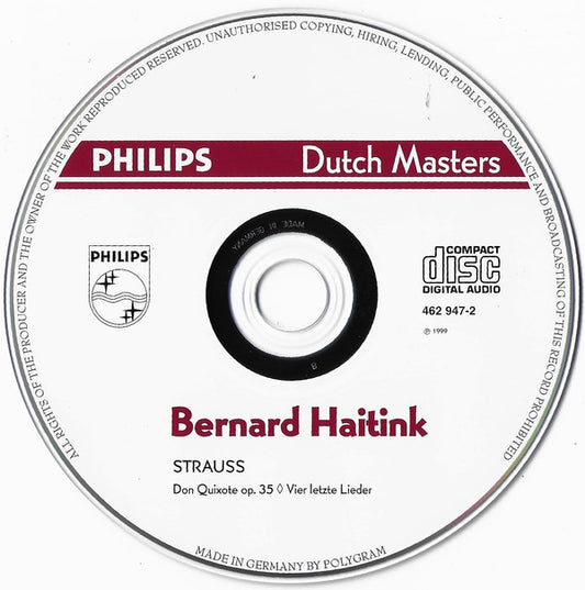 Bernard Haitink, Concertgebouworkest, Richard Strauss : Don Quixote Op. 35 / Vier Letzte Lieder (CD, Comp)