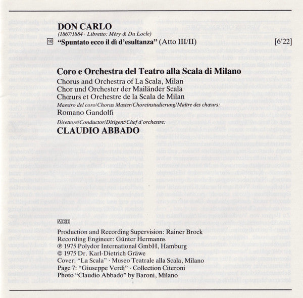 Giuseppe Verdi · Coro Del Teatro Alla Scala · Claudio Abbado : Opernchöre = Opera Choruses = Choeurs D'Opera (CD, Album, RE)