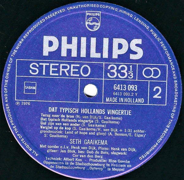 Seth Gaaikema : Dat Týpisch Hollands Vingertje ! (LP, Album)