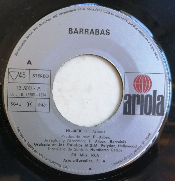 Barrabas : Hi-Jack (7", Single)