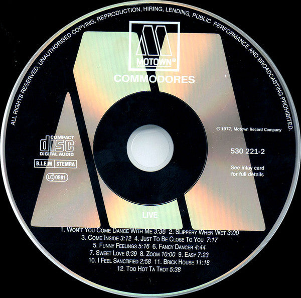 Commodores : Live! (CD, Album, RE)