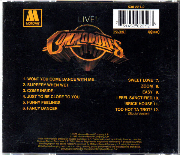 Commodores : Live! (CD, Album, RE)
